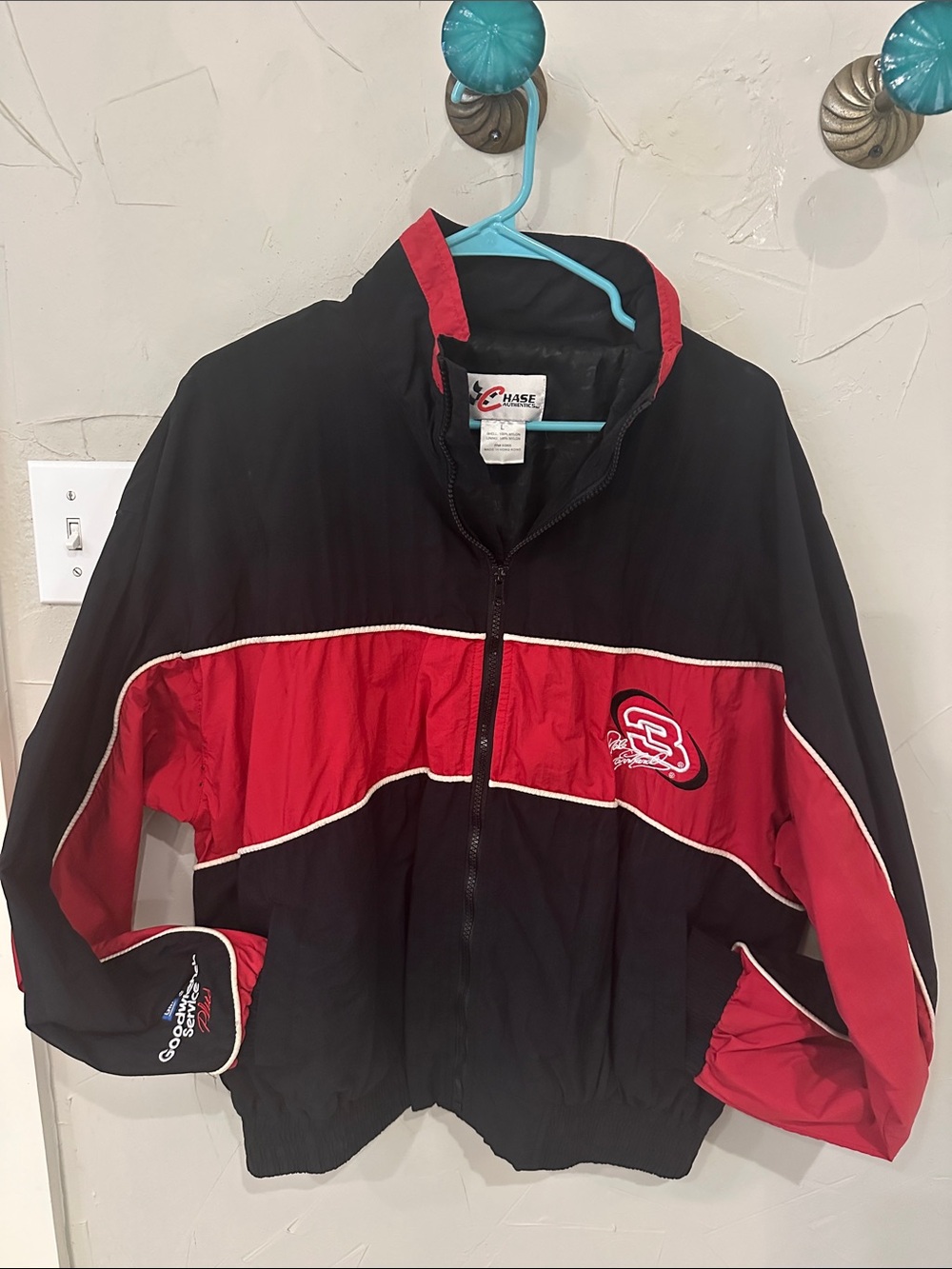 Vintage Dale Earnhardt Chase Authentics NASCAR Jacket Black Red LG Goodwrench #3